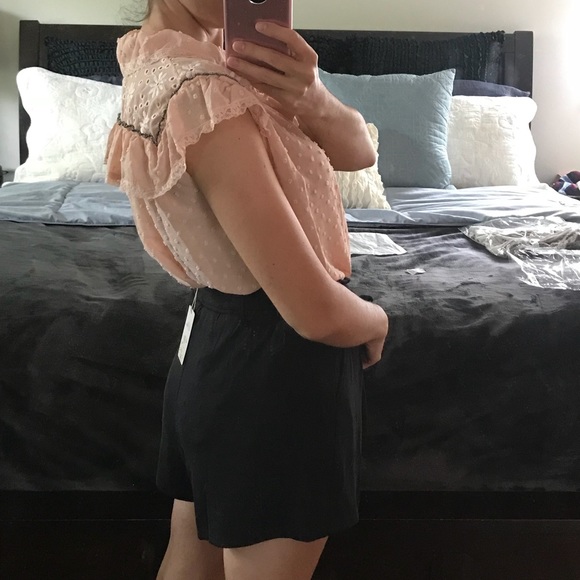 Pink embroidered lace polkadot Bow Top - Picture 6 of 8